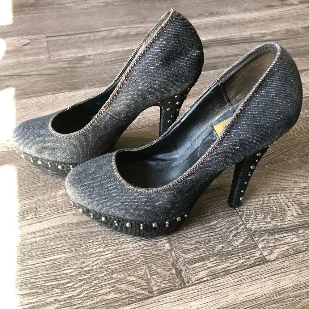 2/$20 Denim Studded Platform Pumps - Picture 6 of 8
